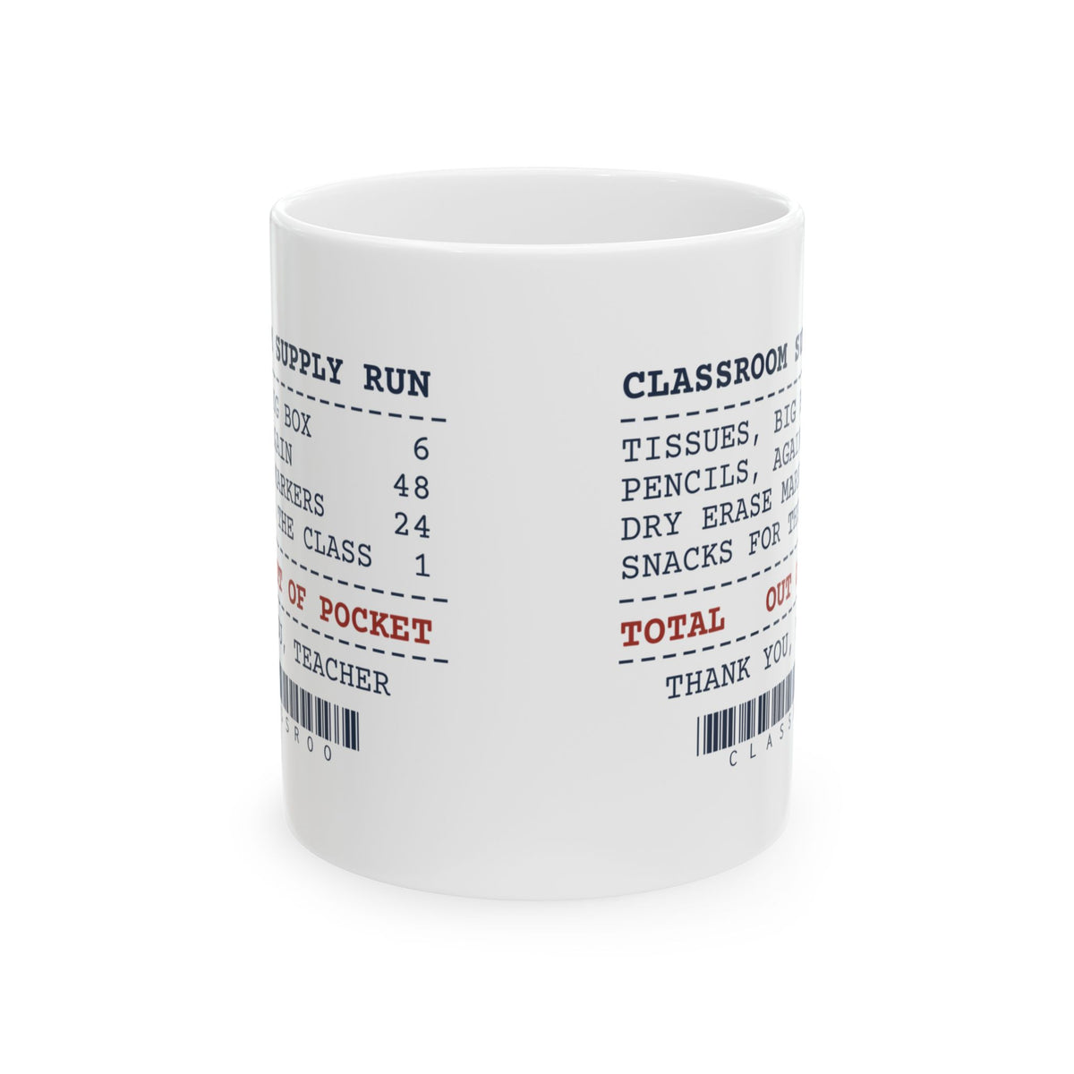 Funny Teacher Coffee Mug Classroom Supplies Receipt For Teachers