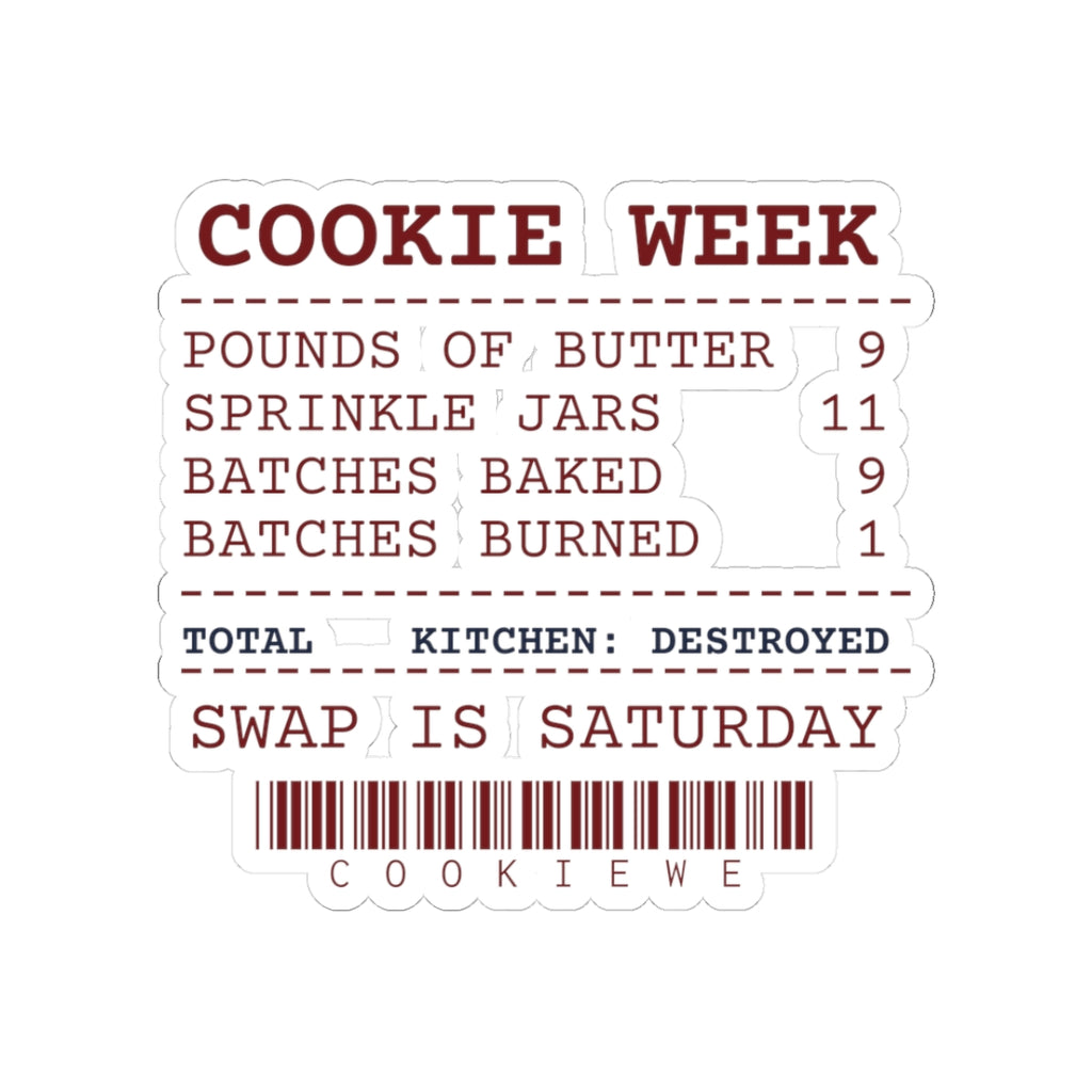 Funny Christmas Baking Sticker Cookie Week Receipt For Bakers