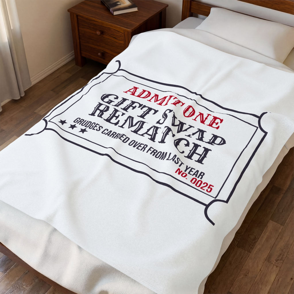 Funny White Elephant Throw Blanket Gift Swap Rematch Ticket