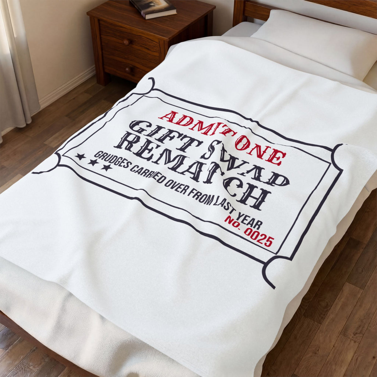 Funny White Elephant Throw Blanket Gift Swap Rematch Ticket