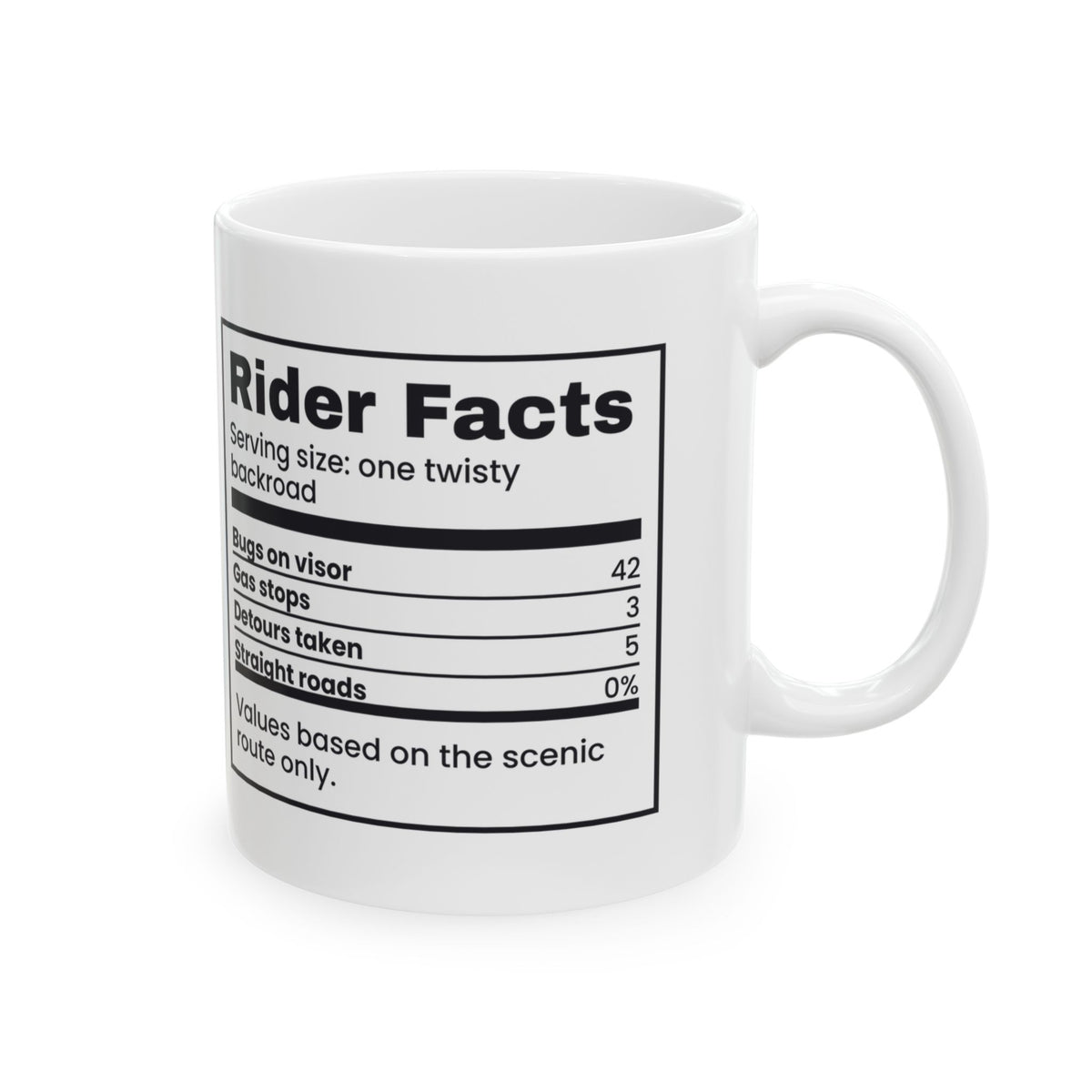 Rider Facts Motorcycle Coffee Mug Zero Percent Straight Roads