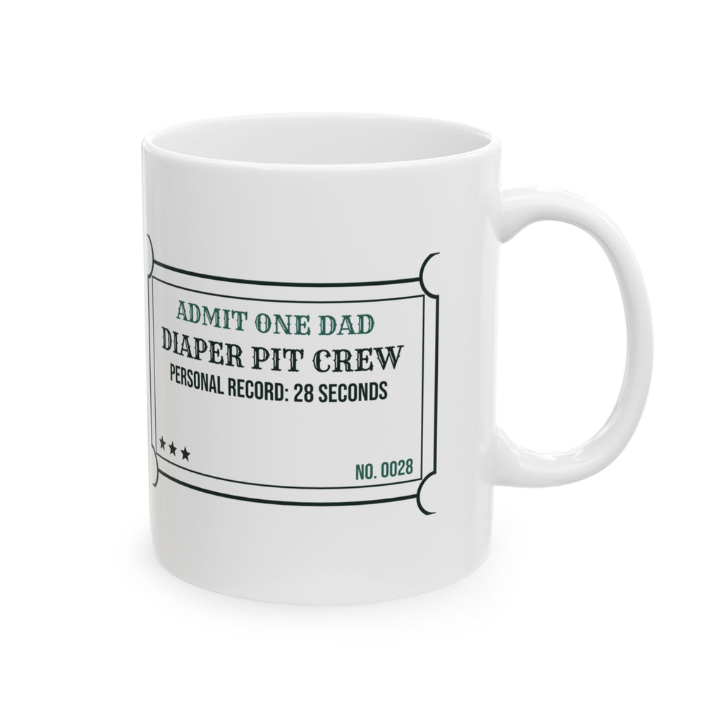 Funny New Dad Coffee Mug Diaper Pit Crew Ticket For New Dads