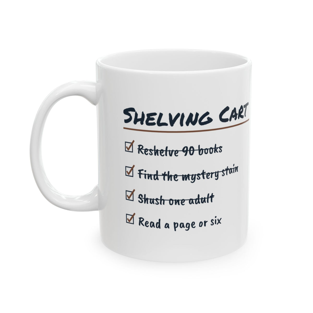 Funny Librarian Coffee Mug Shelving Cart Checklist For Librarians