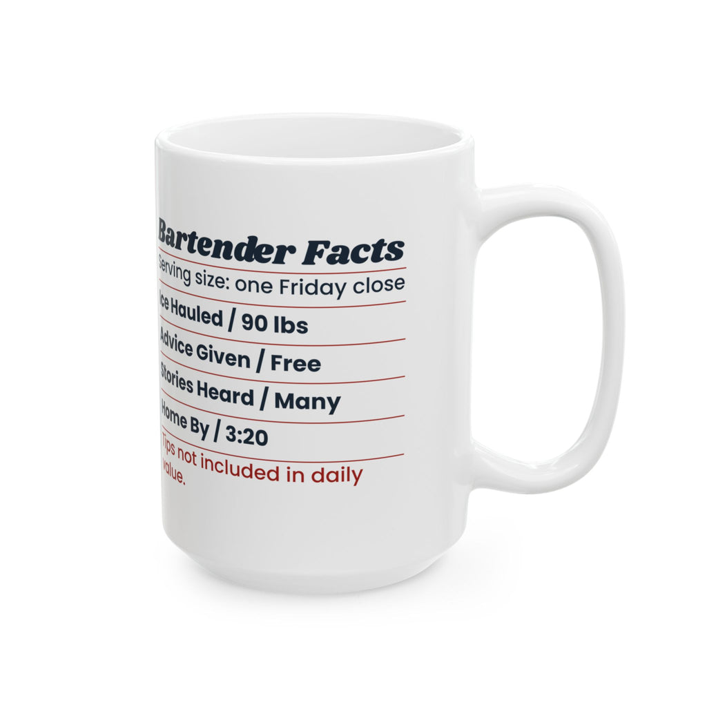 Funny Bartender Coffee Mug Bartender Facts Nutrition Label