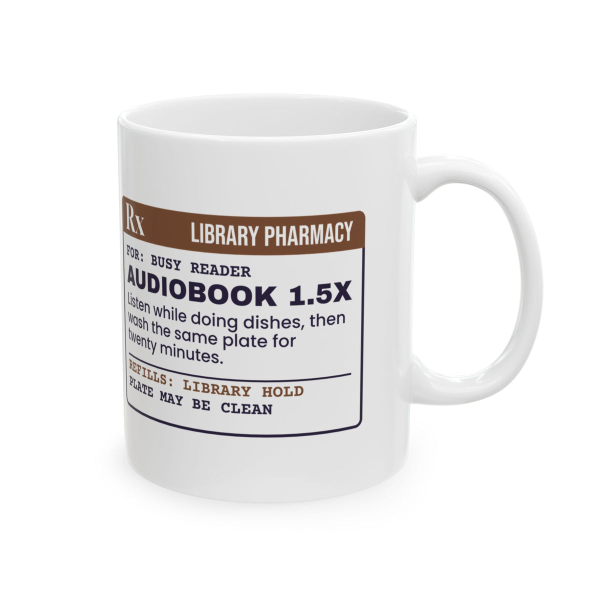 Funny Book Lover Coffee Mug Audiobook 1.5x Prescription For Readers