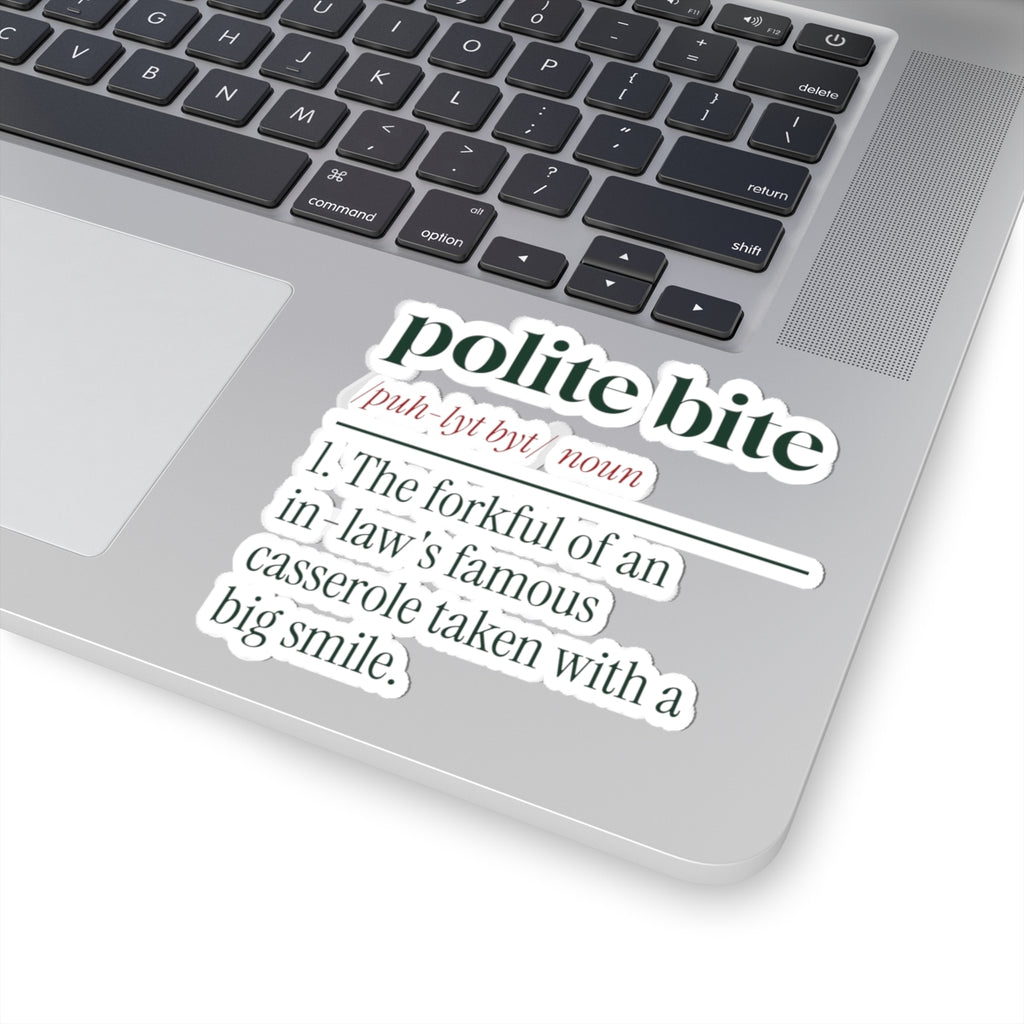 Funny In-Laws Christmas Sticker Polite Bite Dictionary Definition