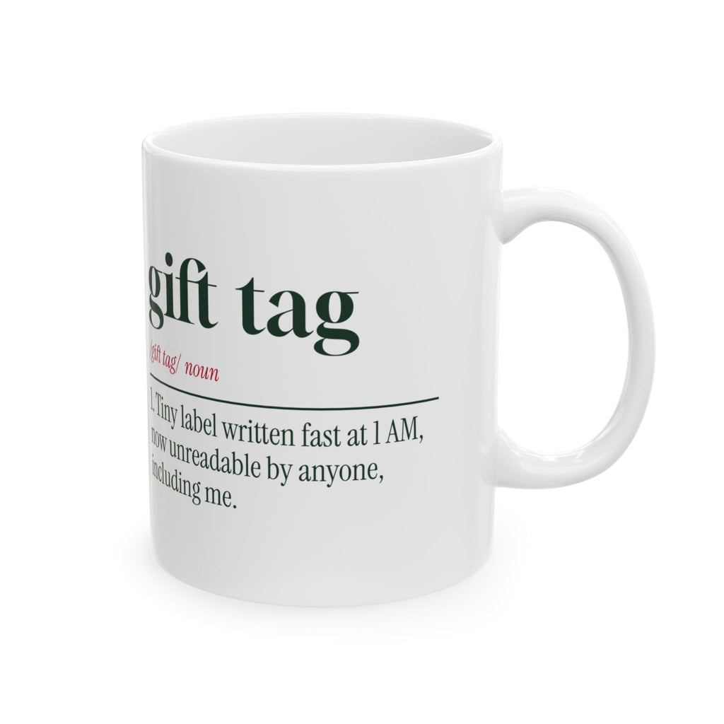 Funny Christmas Wrapping Coffee Mug Gift Tag Definition