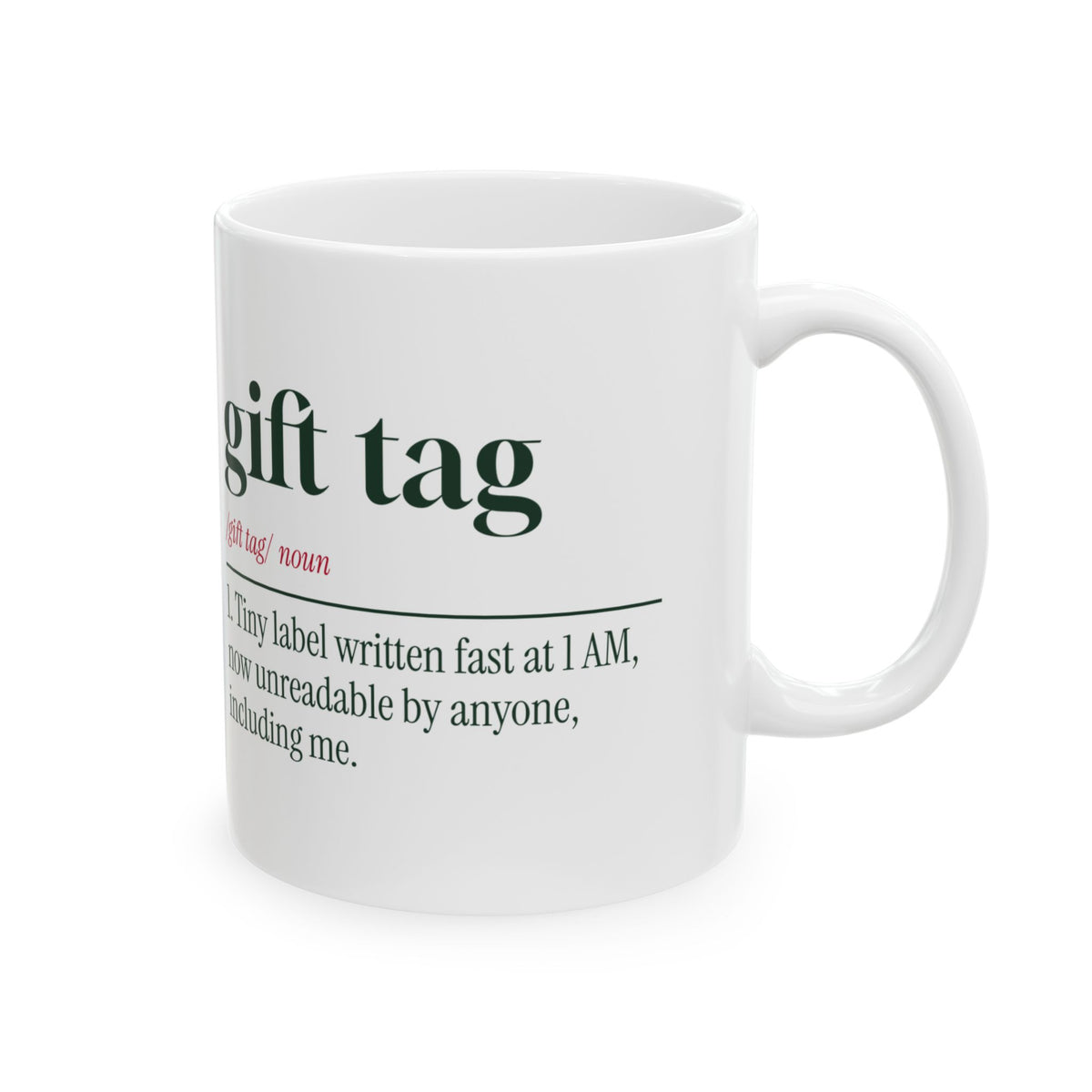 Funny Christmas Wrapping Coffee Mug Gift Tag Definition