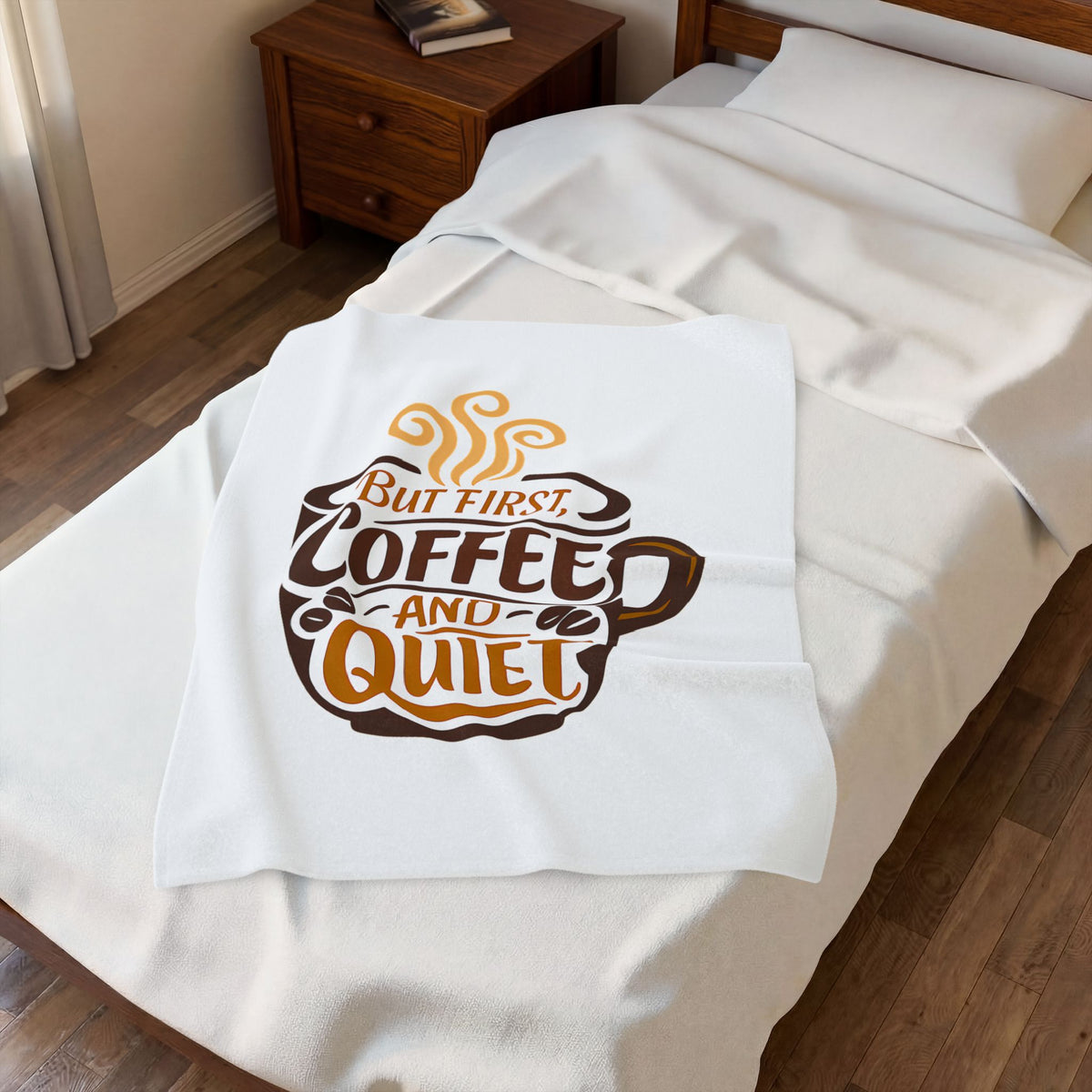 But First Coffee And Quiet Funny Coffee Lover Throw Blanket