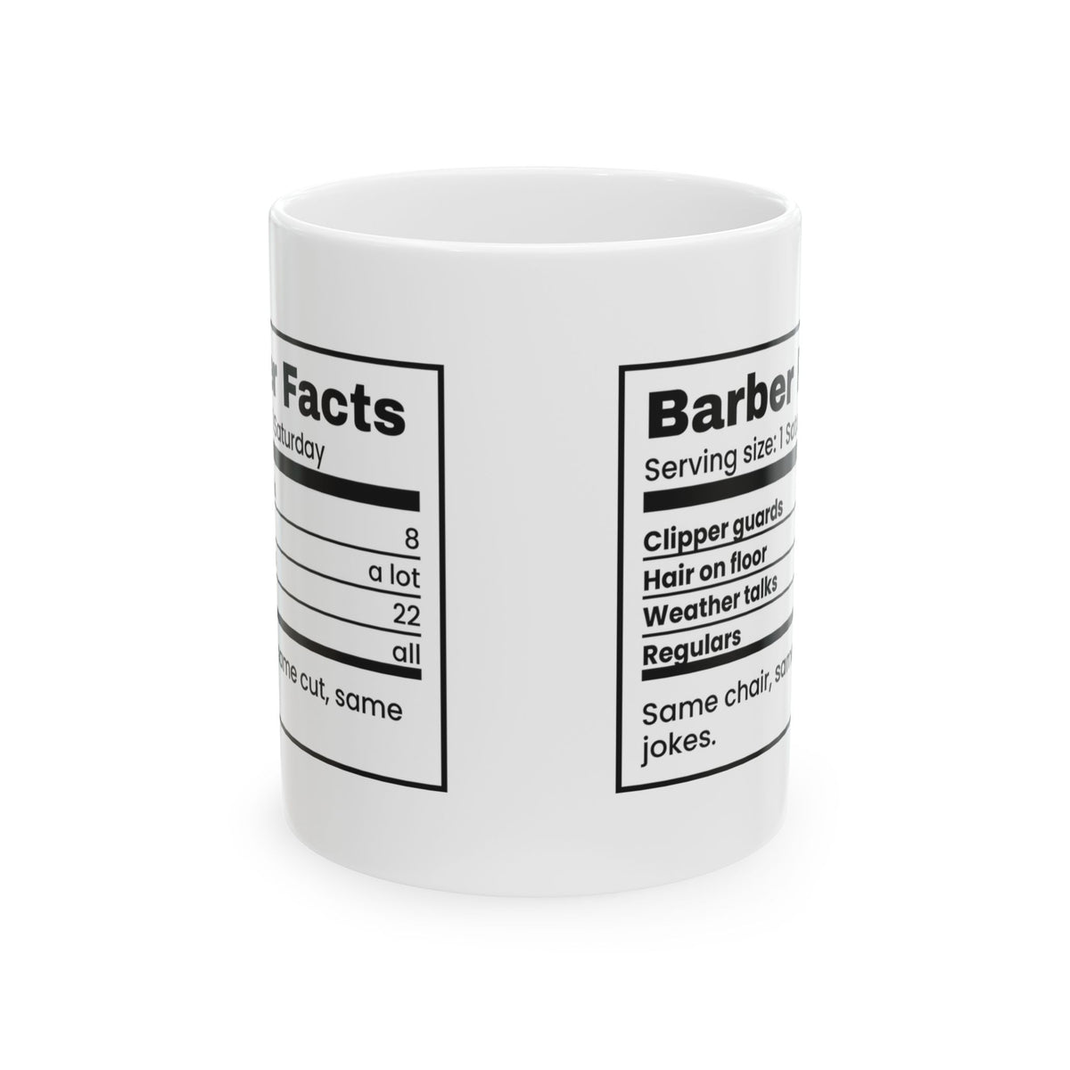 Funny Barber Coffee Mug Barber Facts Nutrition Label