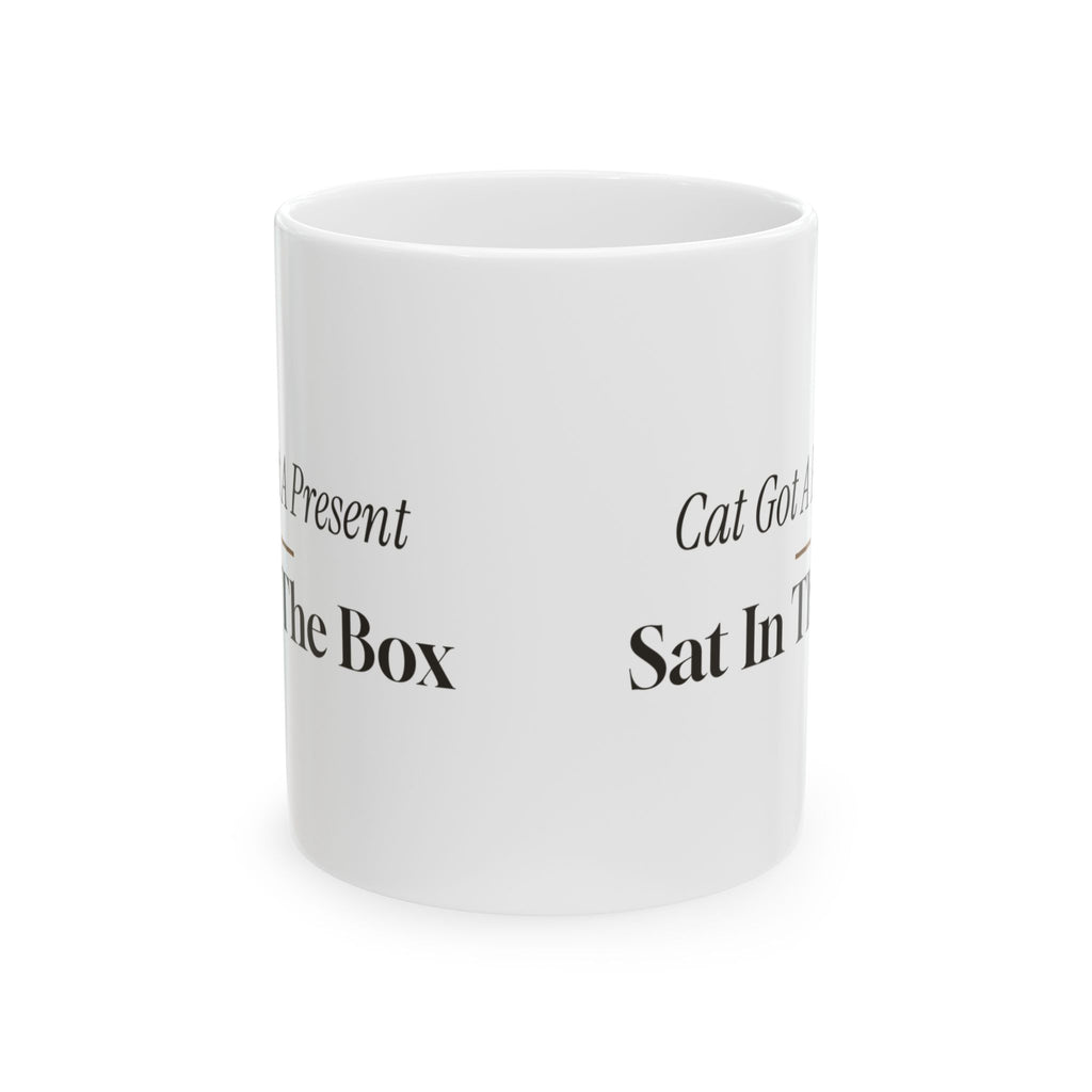 Funny Christmas Cat Coffee Mug The Cat Sat In The Box Instead