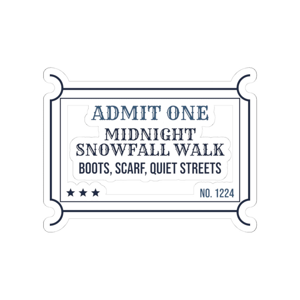 Christmas Sticker Midnight Snowfall Walk Ticket Cozy Winter Cup