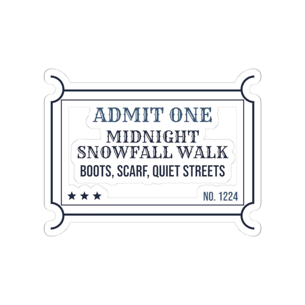 Christmas Sticker Midnight Snowfall Walk Ticket Cozy Winter Cup