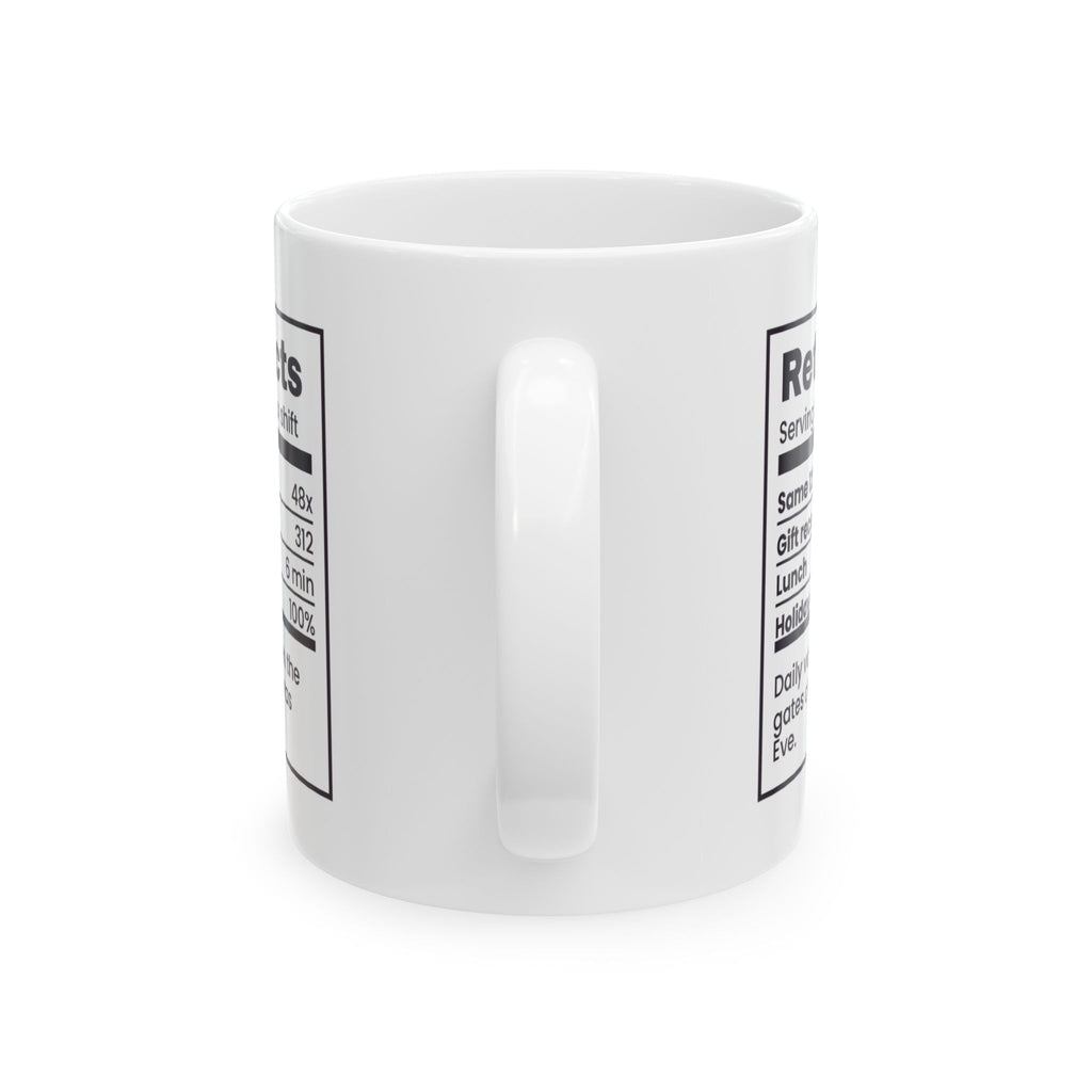 Funny Christmas Retail Coffee Mug Retail Facts Nutrition Label