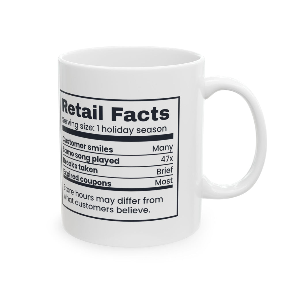 Retail Facts Coffee Mug Same Song Played 47x Holiday Season Label