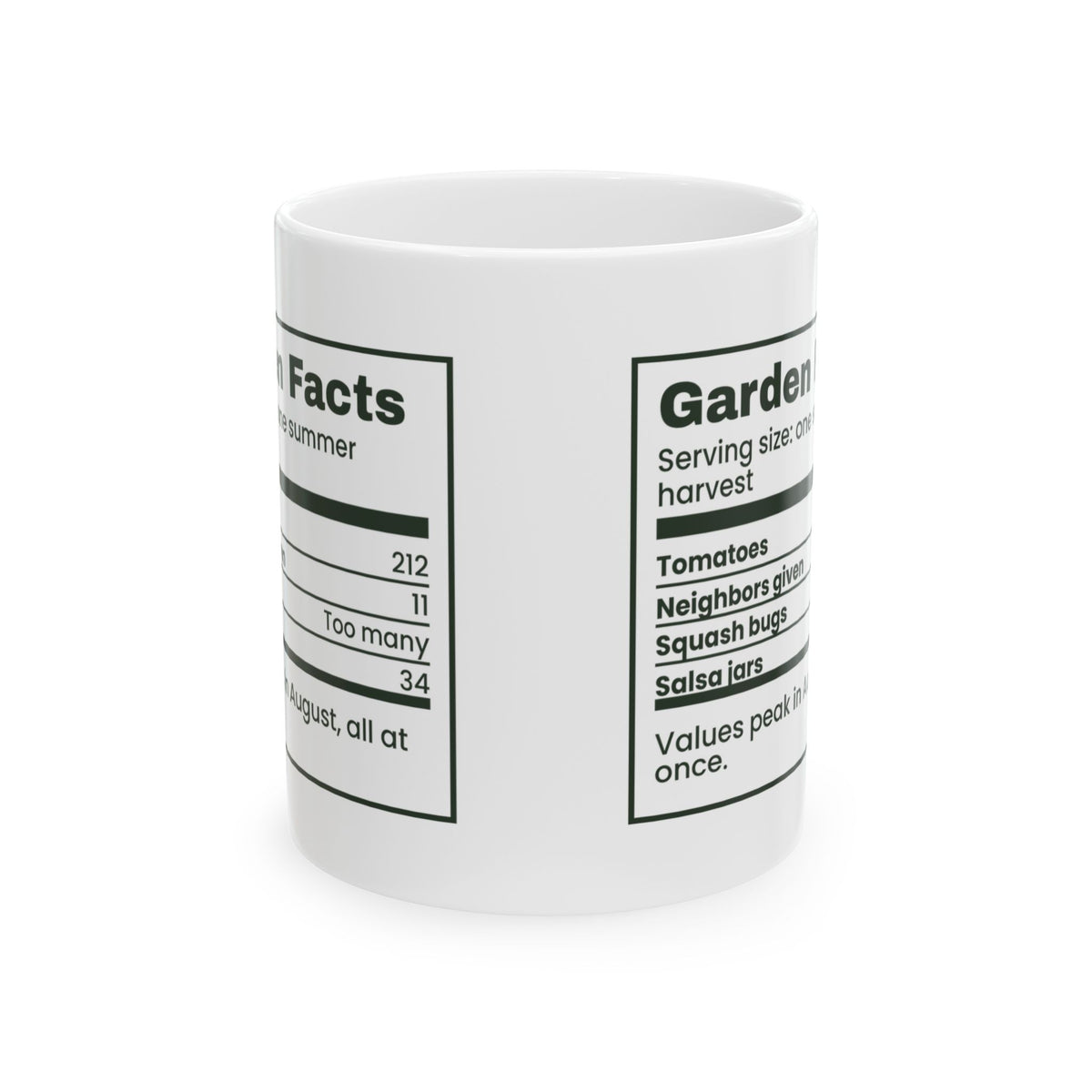 Funny Vegetable Garden Coffee Mug Garden Facts Nutrition Label