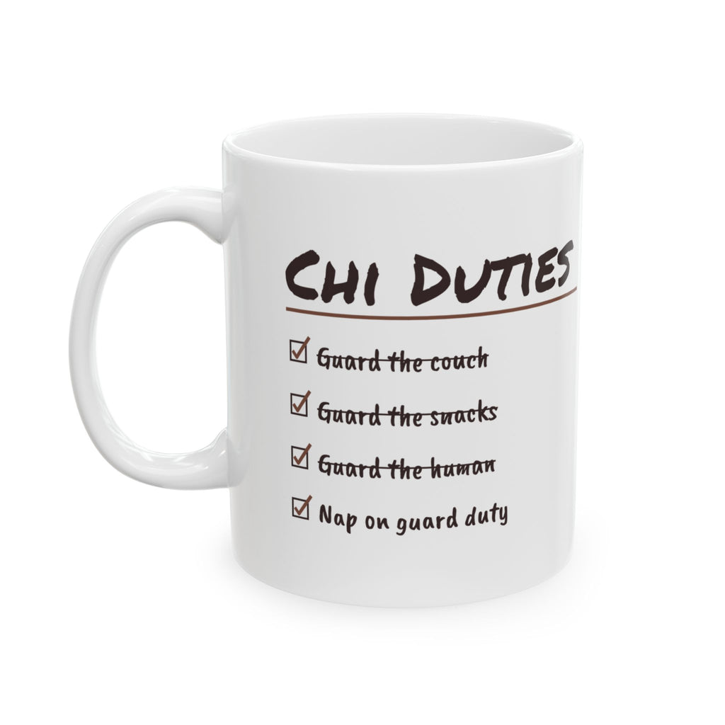 Funny Chihuahua Coffee Mug Guard The Snacks Nap On Guard Duty