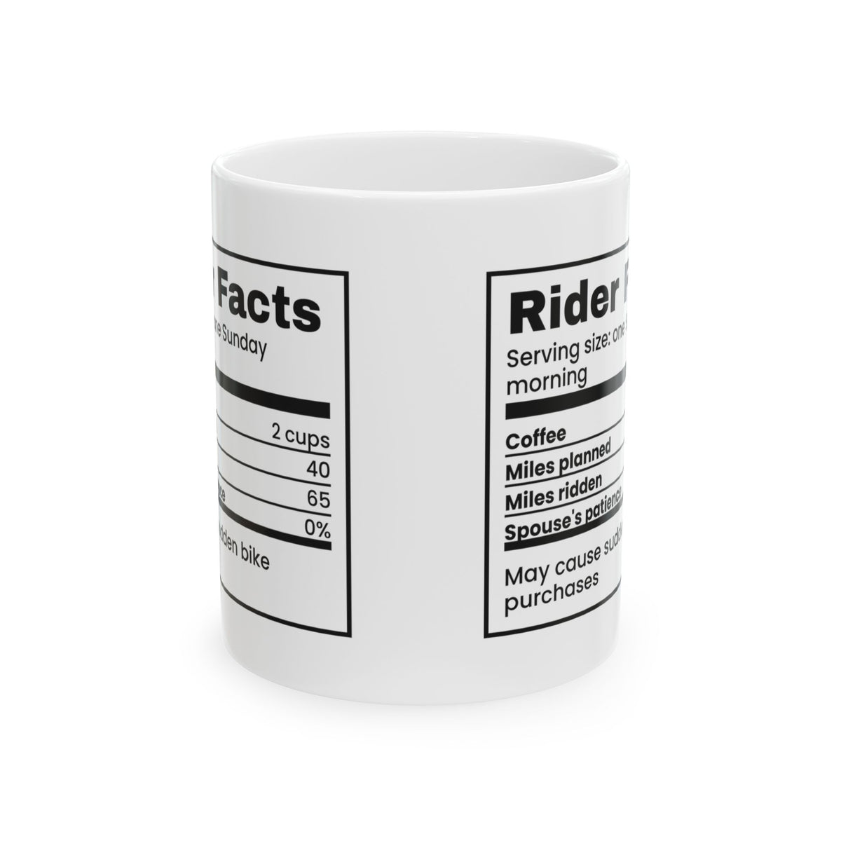 Cycling Coffee Mug Miles Planned 40 Ridden 65