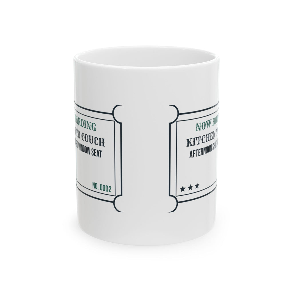 Funny Work From Home Coffee Mug Kitchen To Couch Boarding Pass