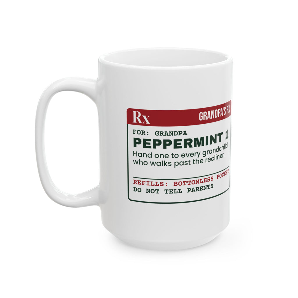 Funny Grandpa Christmas Coffee Mug Pocket Peppermints Prescription