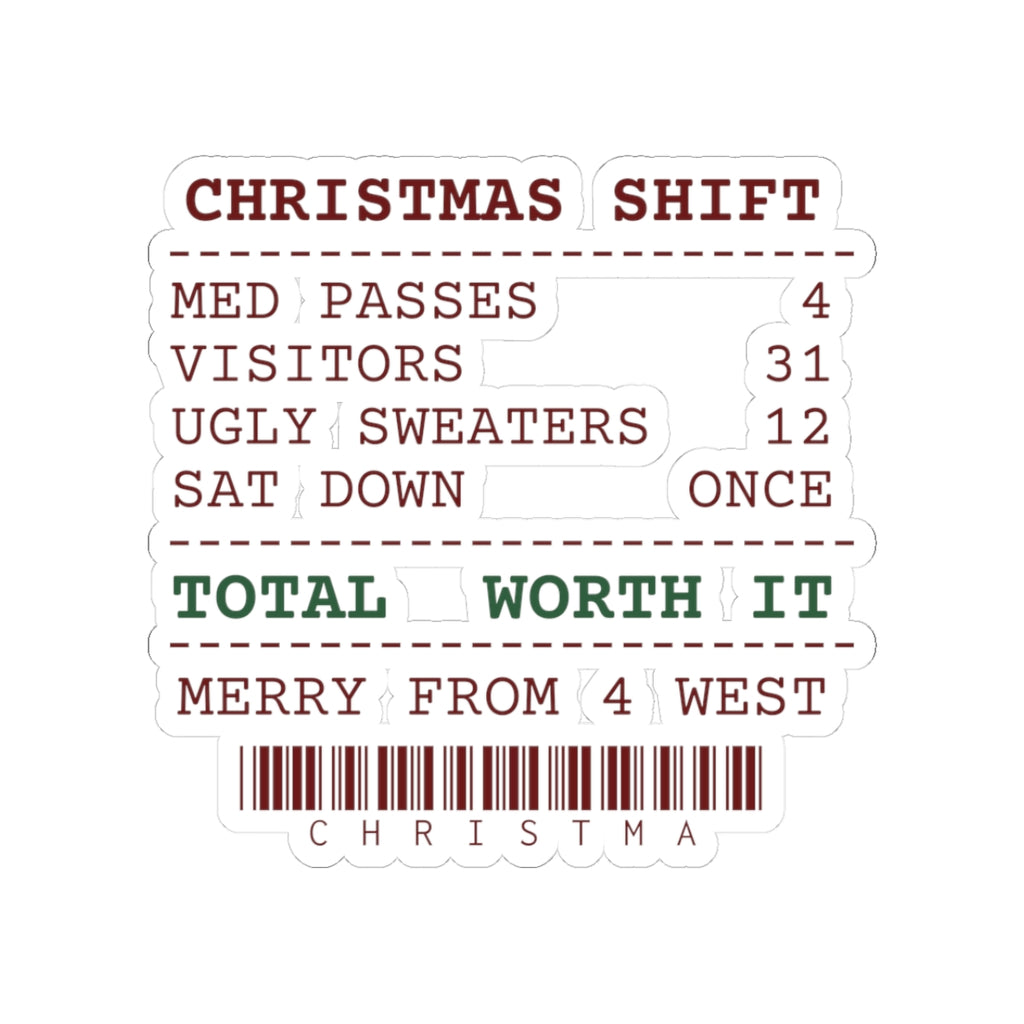 Funny Christmas Nurse Sticker Christmas Shift Receipt For Nurses