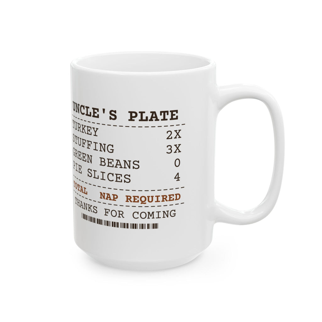 Funny Thanksgiving Coffee Mug Uncle Plate Receipt Green Beans Zero