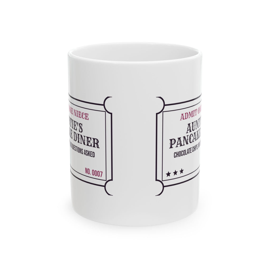 Funny Aunt Coffee Mug Auntie's Pancake Diner Ticket For Aunts
