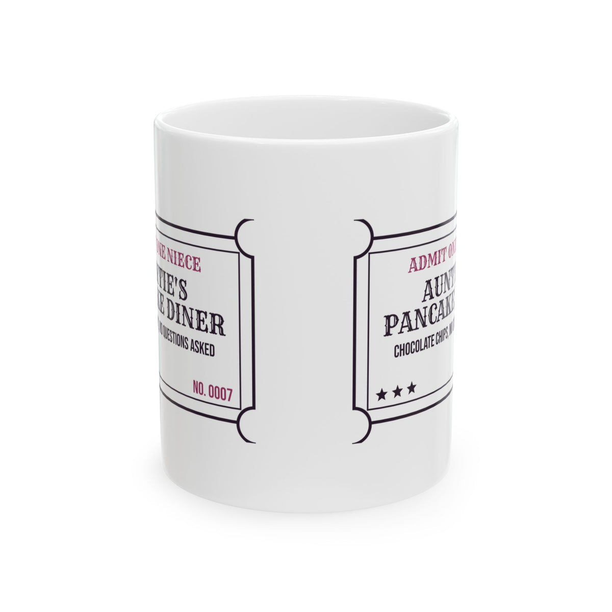 Funny Aunt Coffee Mug Auntie's Pancake Diner Ticket For Aunts