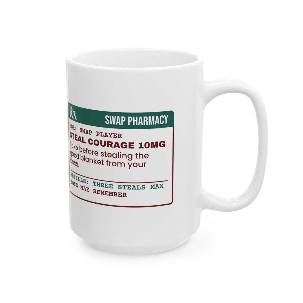 Funny White Elephant Coffee Mug Steal Courage Prescription Office Swap