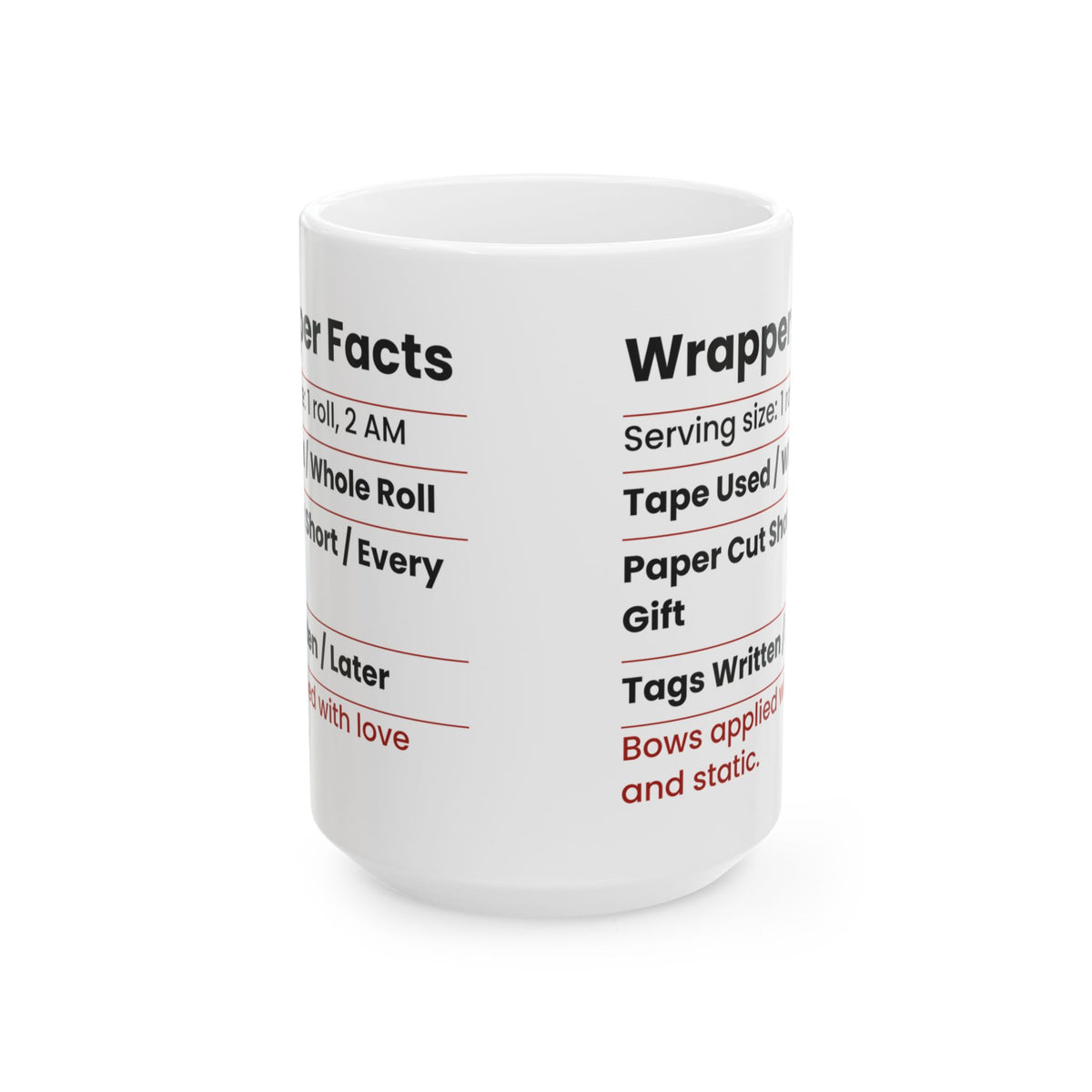 Funny Family Christmas Coffee Mug Wrapper Facts Nutrition Label