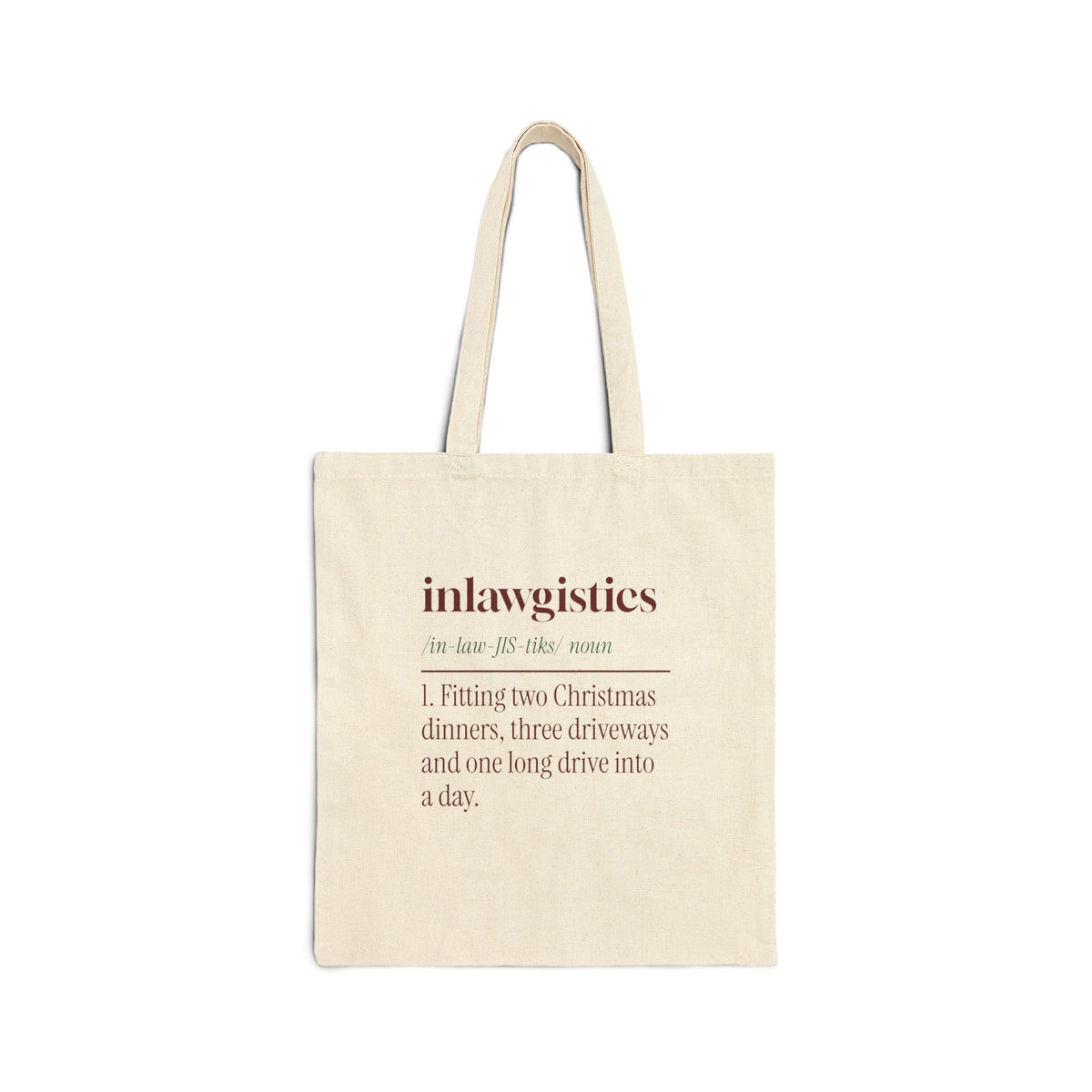 Funny Christmas In-Laws Tote Bag Inlawgistics Dictionary Definition