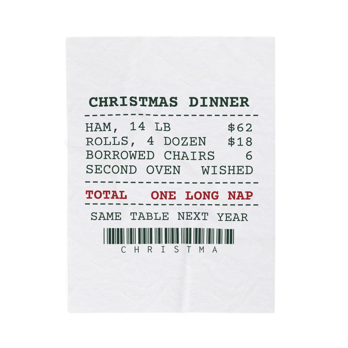 Funny Christmas Host Throw Blanket Christmas Dinner Receipt For Hosts