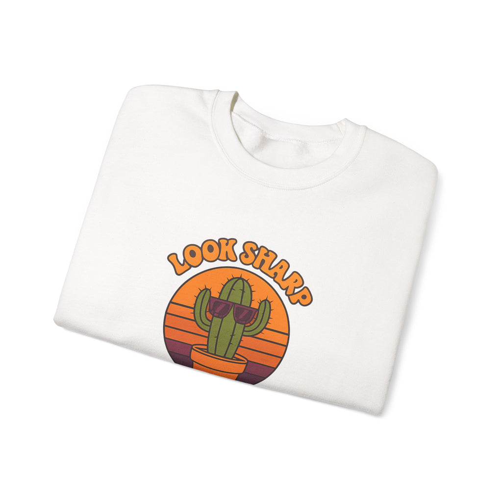 Look Sharp Funny Retro Cactus Plant Lover Sweatshirt