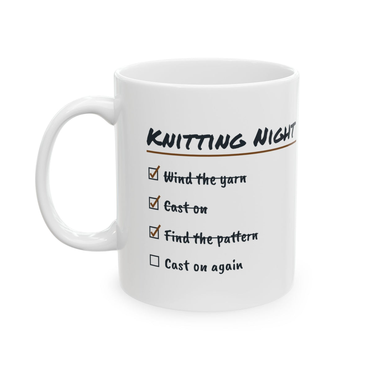 Funny Knitting Mug Find The Pattern Cast On Again Checklist For Knitters