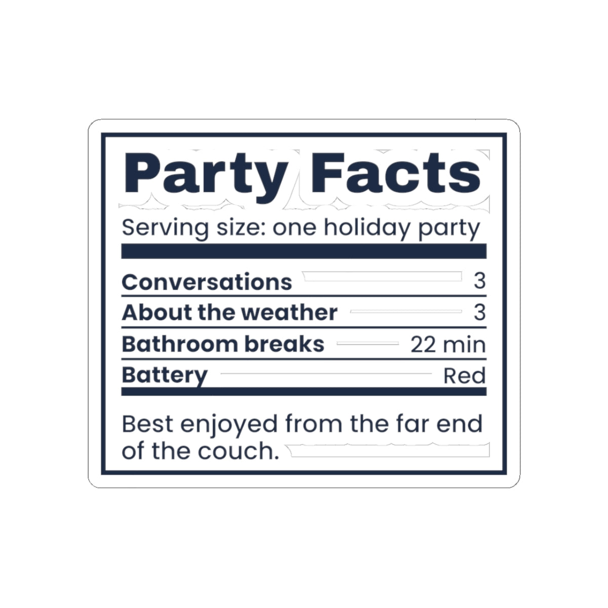 Funny Introvert Christmas Party Sticker Party Nutrition Facts