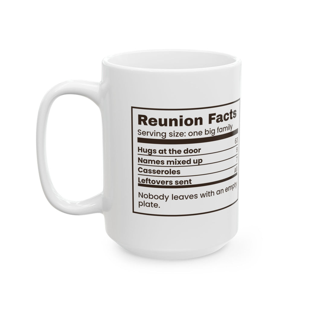 Funny Family Christmas Coffee Mug Reunion Nutrition Facts Label