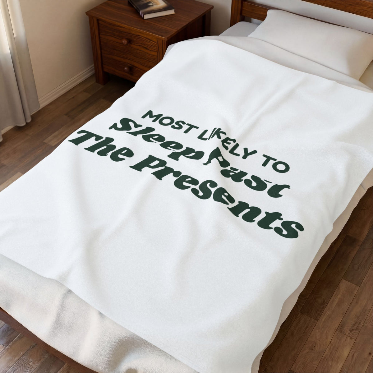 Funny Family Christmas Throw Blanket Most Likely To Sleep Past The Presents
