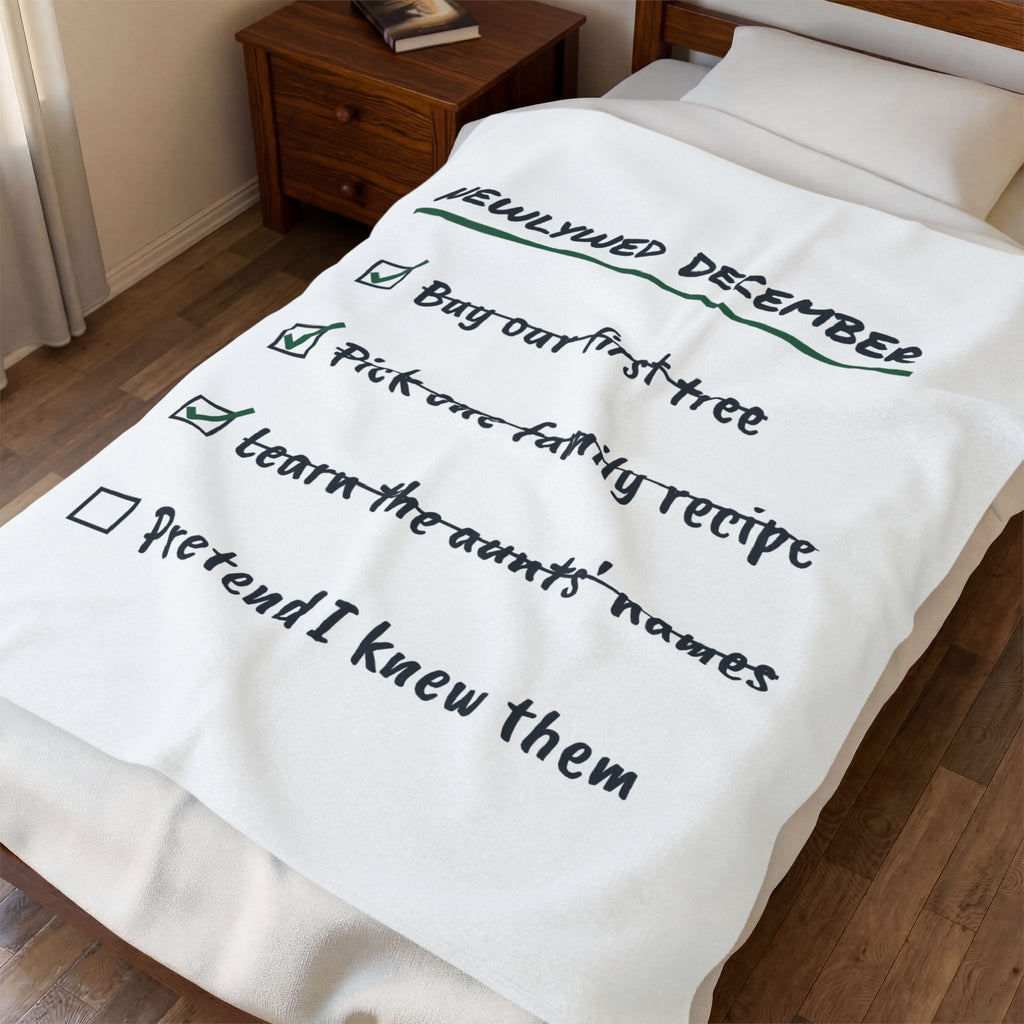 Funny Newlywed Christmas Throw Blanket Learn The Aunts Names Checklist