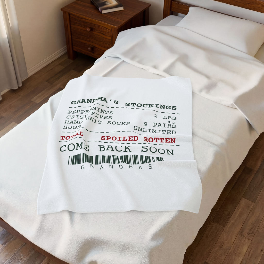 Funny Grandma Christmas Throw Blanket Grandma's Stocking Receipt