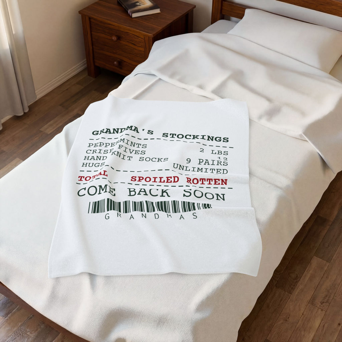 Funny Grandma Christmas Throw Blanket Grandma's Stocking Receipt
