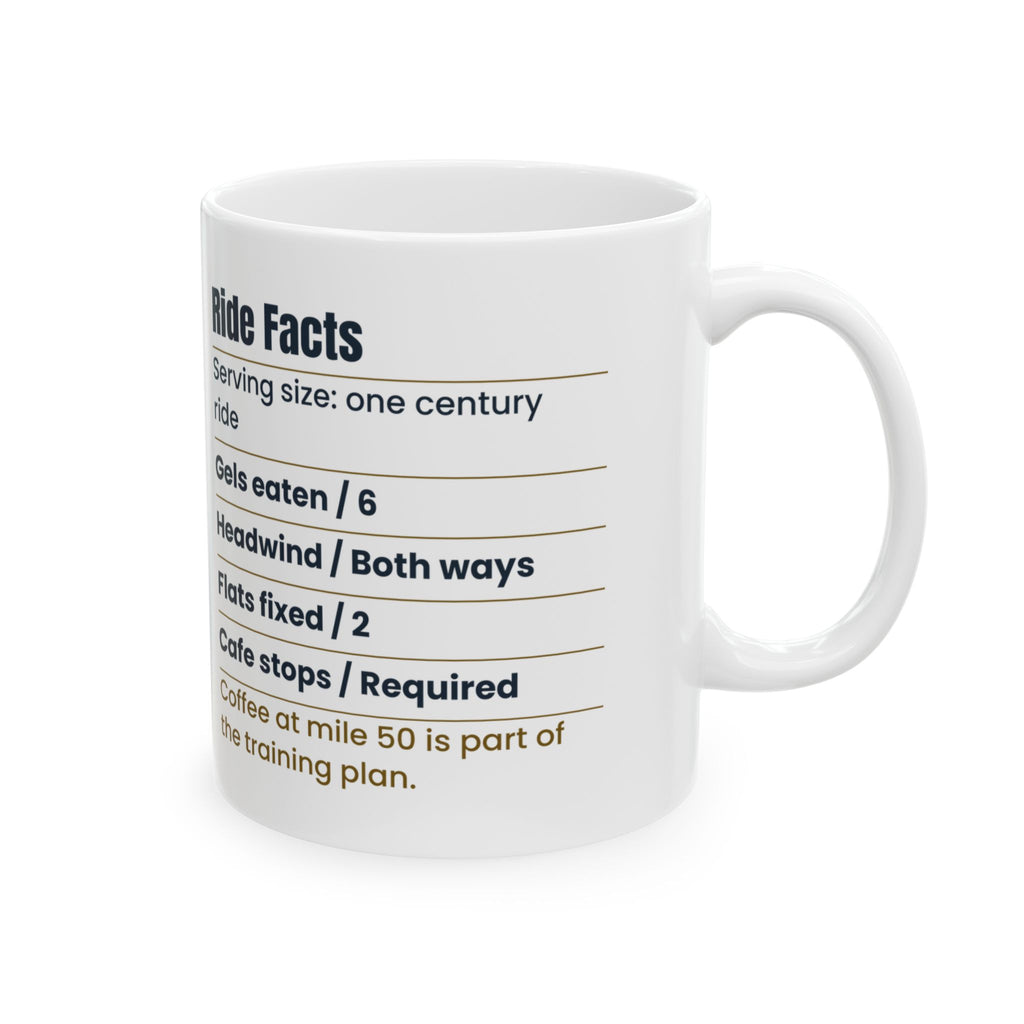 Funny Cycling Coffee Mug Ride Facts Label For Cyclists