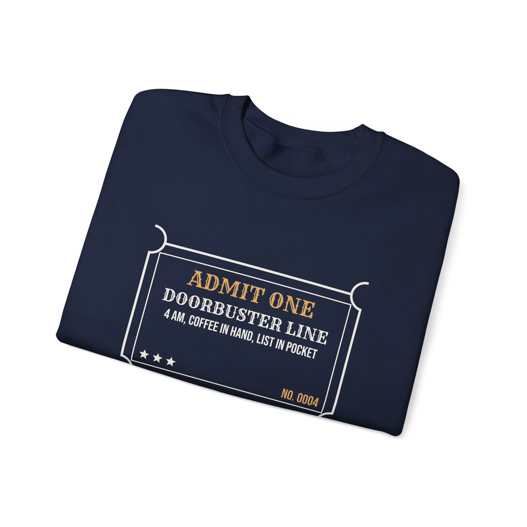 Funny Christmas Shopping Sweatshirt Doorbuster Line 4 AM Coffee In Hand