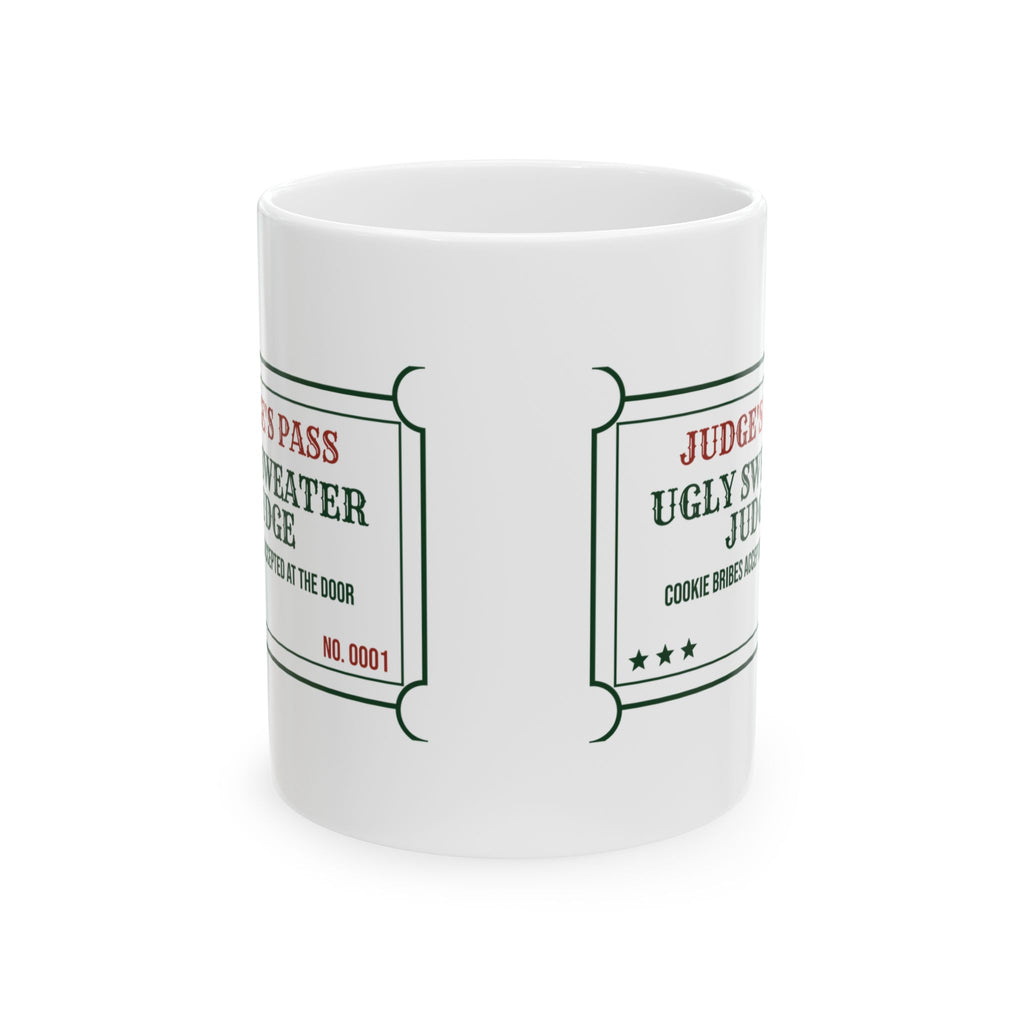 Funny Christmas Coffee Mug Ugly Sweater Judge Pass Bribes Accepted