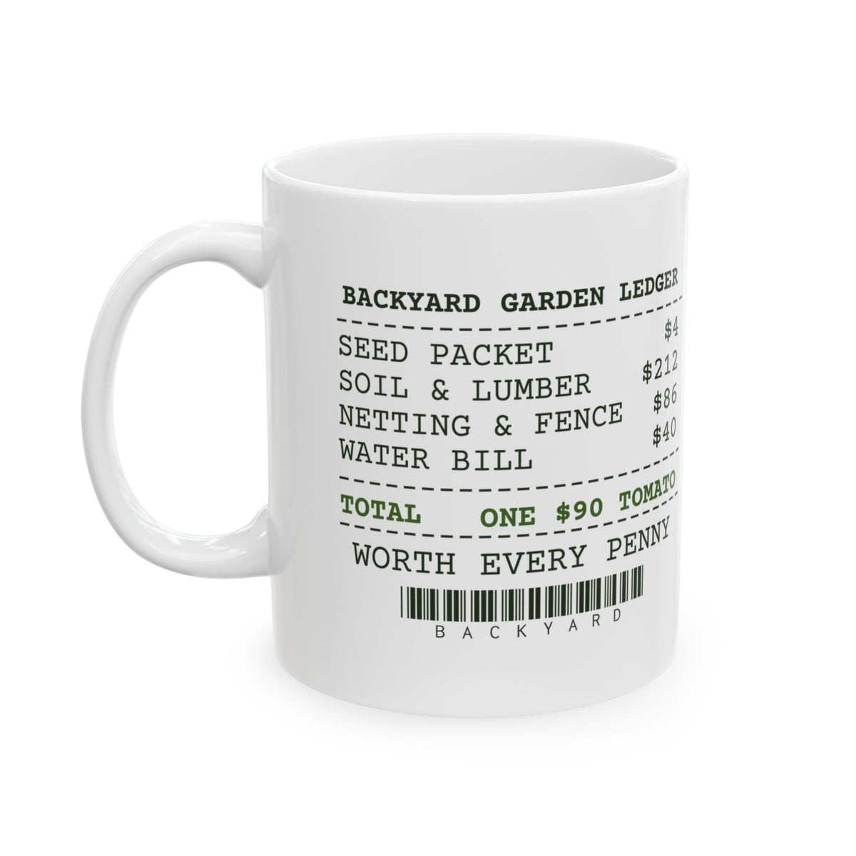 Funny Vegetable Garden Coffee Mug Ninety Dollar Tomato Receipt