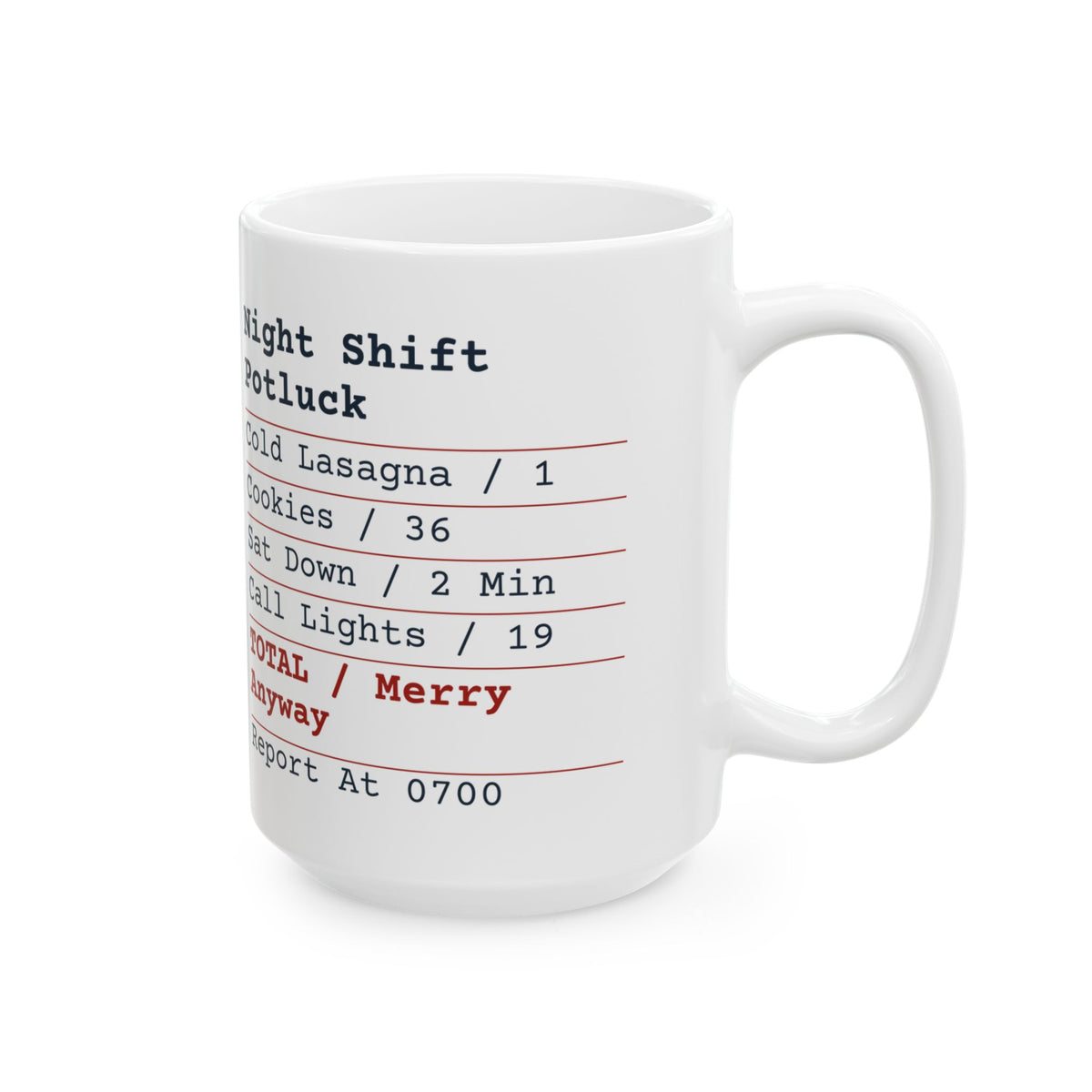 Funny Christmas Nurse Coffee Mug Night Shift Potluck Receipt
