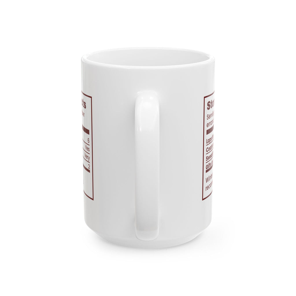 Funny Christmas Shopping Coffee Mug Store Run Facts Nutrition Label