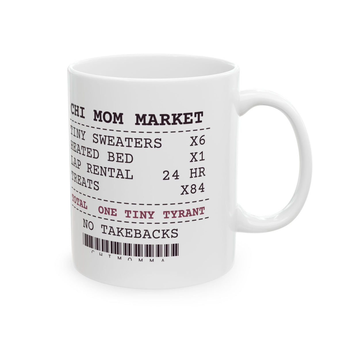 Funny Chihuahua Mug Six Sweaters One Tiny Tyrant Receipt