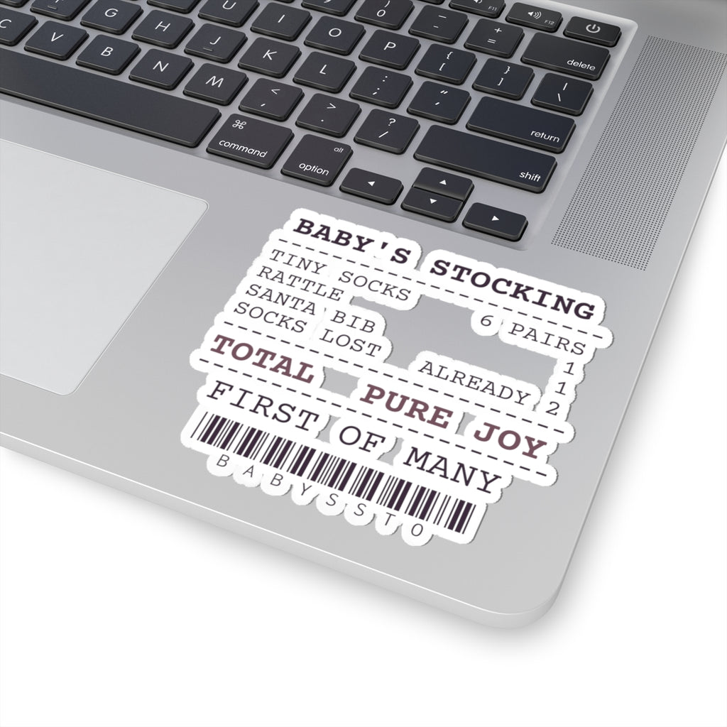 Funny Babys First Christmas Sticker Stocking Receipt For New Parents