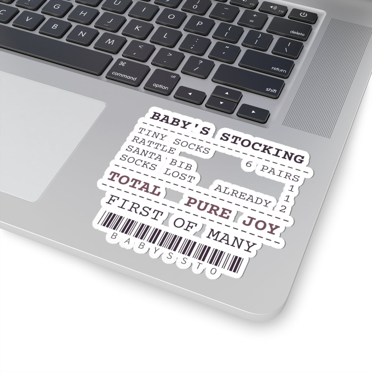 Funny Babys First Christmas Sticker Stocking Receipt For New Parents