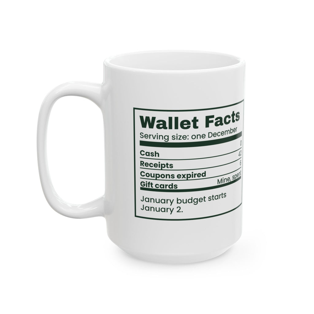 Funny Christmas Shopping Coffee Mug Wallet Nutrition Facts Label